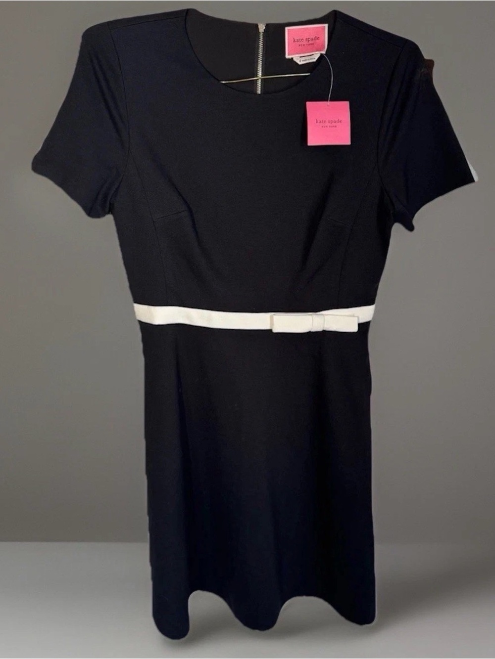 Kate Spade New York Bow Waist Ponte Dress NWT Black Size 6 Fit & Flare